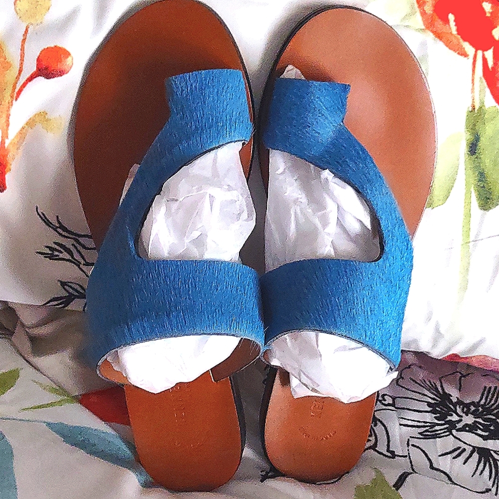 KENNETH COLE PALM SANDALS *CERULEAN/AZURE BLUE - Picture 3 of 17